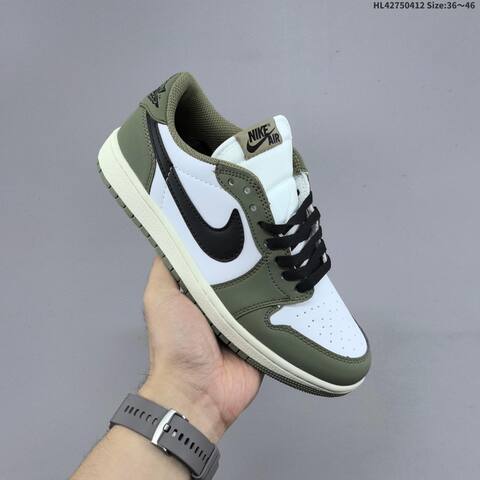 Jordan Air Jordan 1 Low White Olive Green Black EU 36-46 Casual - Unisex BS-66216