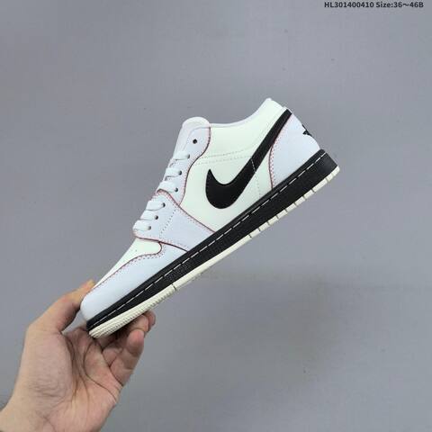 Jordan Air Jordan 1 Low White Black Burgundy 36 46B Basketball - Women's (BS-66251)