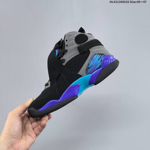 Jordan Air Jordan 8 Retro Black Grey With Blue And Purple Accents EU 40-47 Basketball - Men's (BS-65863)