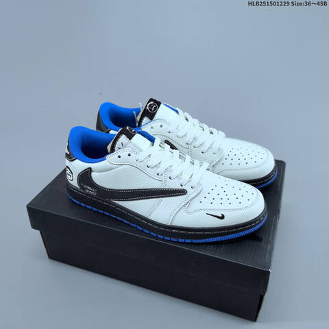 Jordan Air Jordan 1 Low x Travis Scott White Black Royal Blue EU 36-45 Casual - Unisex (BS-67190)