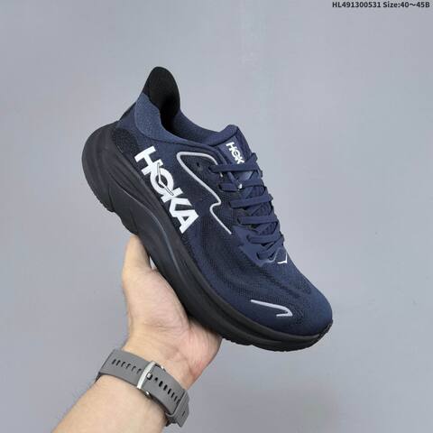 HOKA ONE ONE Clifton 10 Navy Blue Black Silver EU 40-45 Running Shoe Running Sneakers - Men's (BS-69336)
