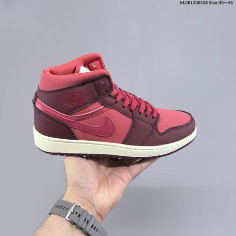 Jordan Air Jordan 1 Mid SE Pink And Burgundy Valentine s Day 36 45 Casual - Unisex (BS-65873)