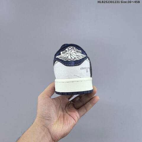 Nike Air Jordan 1 White Navy Blue Grey With Monogram Print EU 36-45 Lifestyle - Unisex (BS-67161)