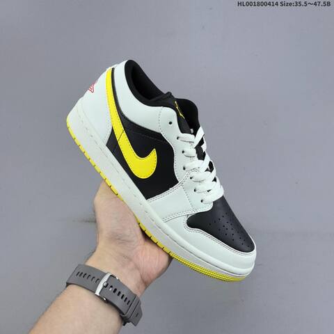 Jordan Air Jordan 1 Low Black White Yellow 35 5-47 5 Basketball - Unisex BS-66197
