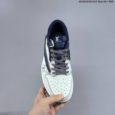 Nike Air Jordan 1 White Navy Blue Grey With Monogram Print EU 36-45 Lifestyle - Unisex (BS-67161)