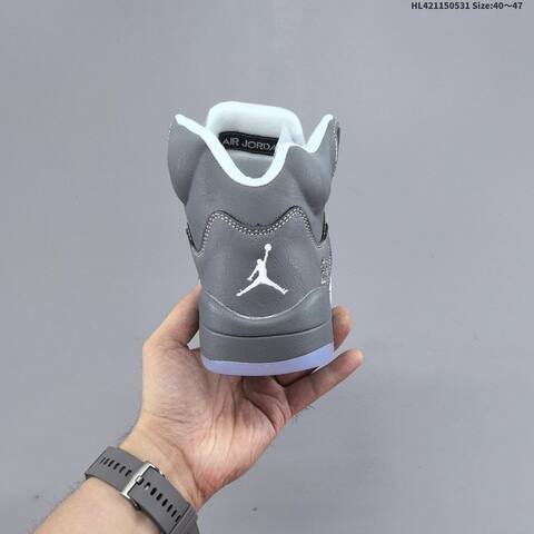 Jordan Air Jordan 5 Retro Wolf Grey White 40 47 Basketball - Men's (BS-65833)