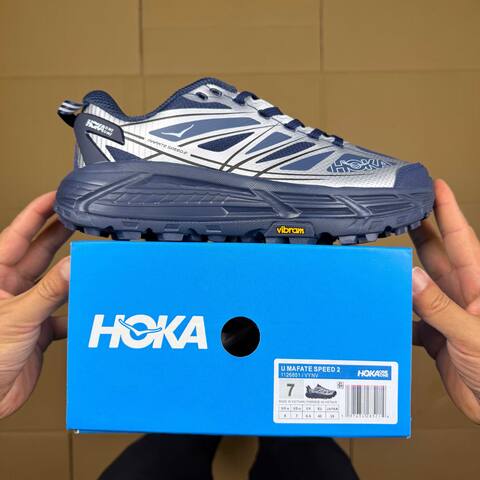 HOKA ONE ONE Mafate Speed 2 Navy Silver Trail Shoe Trail Running Sneakers BS-86892