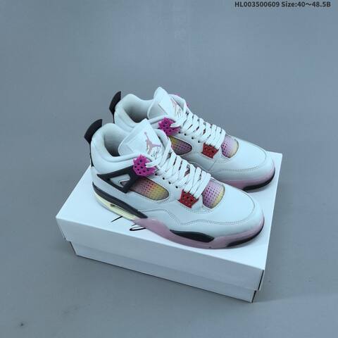 Jordan Air Jordan 4 Retro White Black Pink Multicolor 40 48 5 Basketball - Men's (BS-65792)