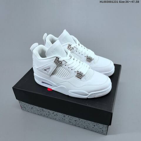 Jordan Air Jordan 4 Retro White Metallic Silver 36 47 5 Basketball - Unisex (BS-67164)