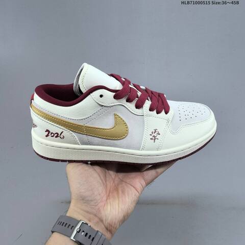 Jordan Air Jordan 1 Low White Gray Burgundy Gold EU 36-45 Lifestyle - Unisex (BS-65951)