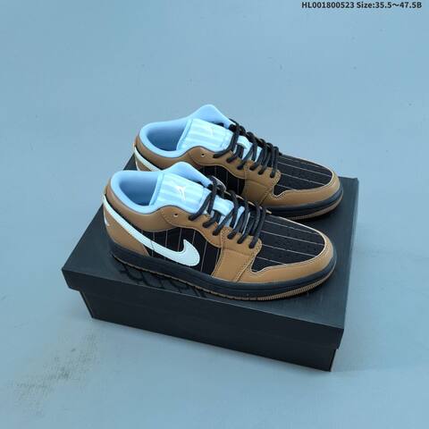 Jordan Air Jordan 1 Low Light British Tan Black White Light Blue 35 5 47 5B Lifestyle - Unisex (BS-65892)
