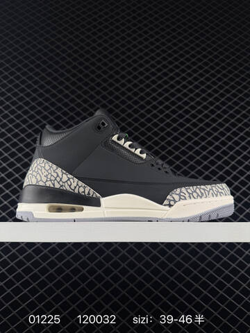 Jordan Air Jordan 3 Black Off White Gray EU 39-46 Basketball Shoe - Unisex (BS-79777)