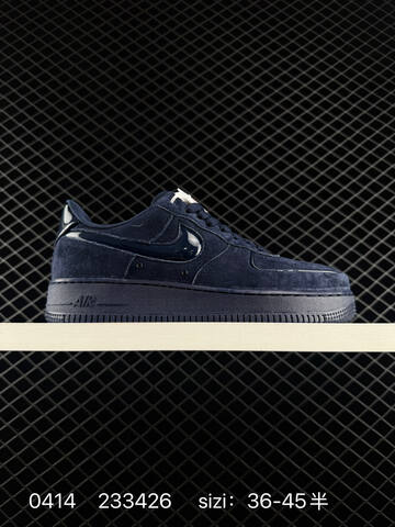 Nike Air Force 1 07 Obsidian Navy All Dark Navy Suede With Patent Leather Accents EU 36-45 Half Sizes Available Lifestyle - Unisex (BS-72111)