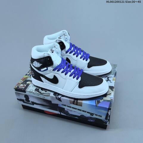 Jordan Air Jordan 1 Retro High OG White Black With Purple Laces 36 45 Basketball - Unisex (BS-66894)