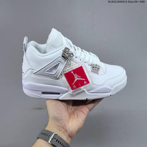 Jordan Air Jordan 4 Retro Pure Money White Silver 36 46 Basketball - Unisex (BS-66218)