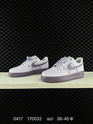 Nike Air Force 1 White With Light Purple Accents Dark Purple Outsole And Midsole EU 36-45 Lifestyle - Unisex (BS-72032)