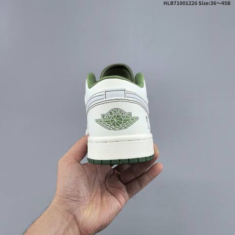 Nike Air Jordan 1 Low White Olive Green EU 36 45 Casual - Unisex (BS-67251)