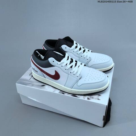 Jordan Air Jordan 1 Low Black Red With Gold Accents 36 46B Lifestyle - Women s BS-66956