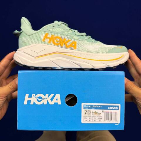 HOKA Challenger 8 Mint Green White Orange Trail Shoe Trail Running Sneakers (BS-86846)