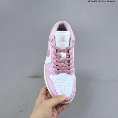 Nike Air Jordan 1 Low Pink And White 36 40B Casual - Women's (BS-66029)