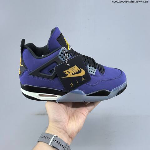 Jordan Air Jordan 4 Retro OG Purple Black Grey Yellow 36 48 5 Basketball - Unisex (BS-66200)