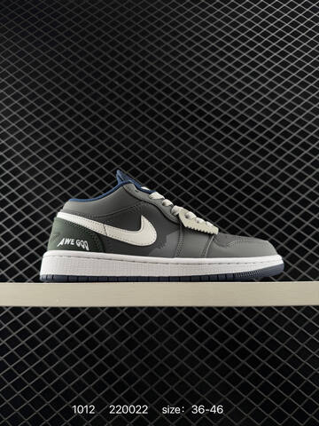 Jordan Air Jordan 1 Low Grey White Dark Green Navy EU 36-46 Sneaker - Unisex BS-80534