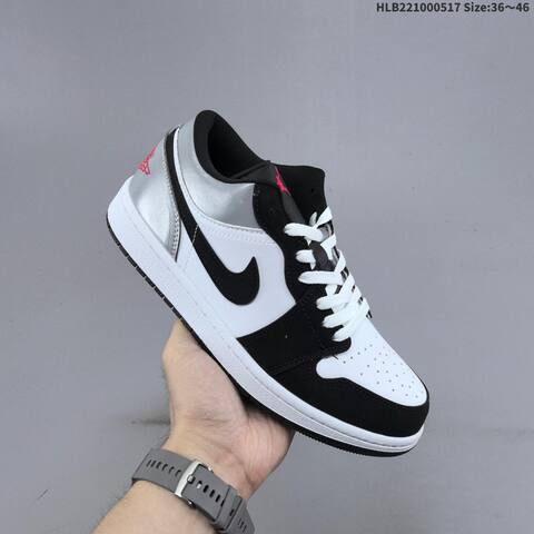 Jordan Air Jordan 1 Low Black White Silver Red 36 46 Casual - Unisex BS-65947