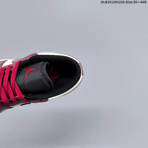 Nike Air Jordan 1 Low White Burgundy Red Black 36 46 Lifestyle - Unisex BS-67255