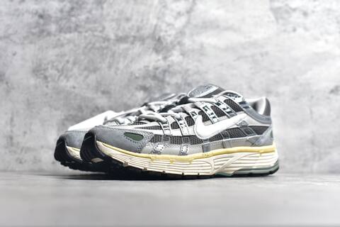 Nike P-6000 Metallic Silver Grey Pale Yellow White Running Shoe (BS-59683)
