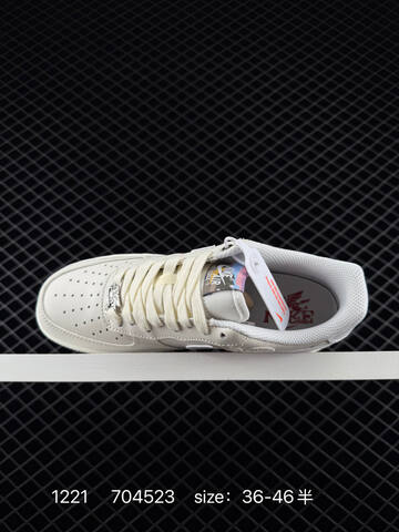 Nike Air Force 1 Off-white Cream With White And Red Accents EU 36-46 Casual - Unisex (BS-73566)