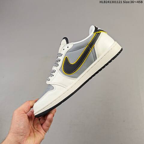 Nike Air Jordan 1 Low Grey White Black Yellow EU 36-45 Basketball - Unisex (BS-63349)