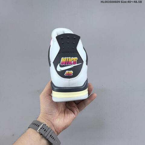 Jordan Air Jordan 4 Retro White Black Pink Multicolor 40 48 5 Basketball - Men's (BS-65792)