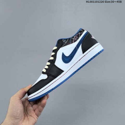 Jordan Air Jordan 1 Low Black White Blue Red 36 45B Basketball - Women's (BS-67264)