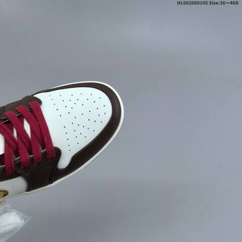 Jordan Air Jordan 1 Low White Brown Burgundy Gold 36 46B Casual - Women's (BS-67099)