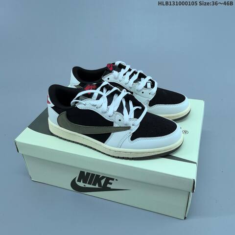 Jordan Air Jordan 1 Low x Travis Scott Black White Olive Blue Mixed Colorways EU 36-46 Casual - Unisex BS-67107