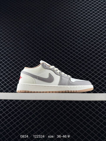 Jordan Air Jordan 1 Low Sail Grey Red Tan EU 36-46 Sneaker - Unisex (BS-80844)