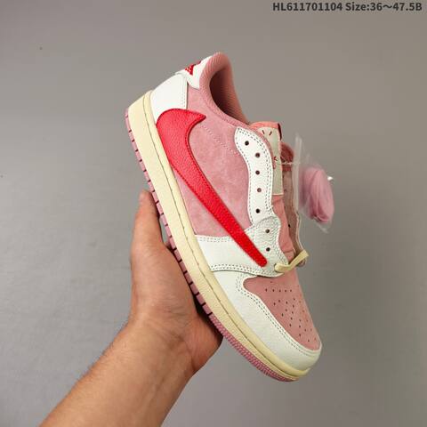 Jordan Air Jordan 1 Low x Travis Scott Pink White Red EU 36-47 5 Casual - Unisex (BS-63922)