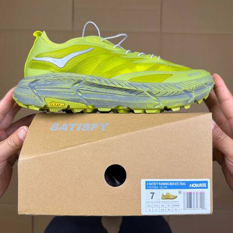 HOKA Mafate Speed 4 LITE Satisfy 1157050 SLFR Lime Green Dark Grey White Trail Shoe Trail Running Sneakers BS-86941