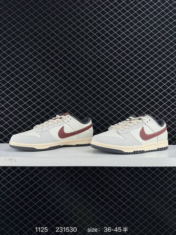 Nike Dunk SB Low Cream White With Burgundy Accents And Gray Outsole 36-45 Skate - Unisex (BS-74014)