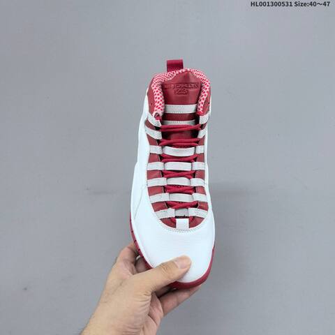 Jordan Air Jordan 10 Retro White Red Steel 40 47 Basketball - Men's (BS-65842)