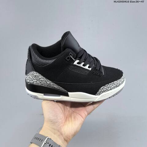 Jordan Air Jordan 3 Retro Black White Grey 36 47 Basketball - Unisex (BS-66174)