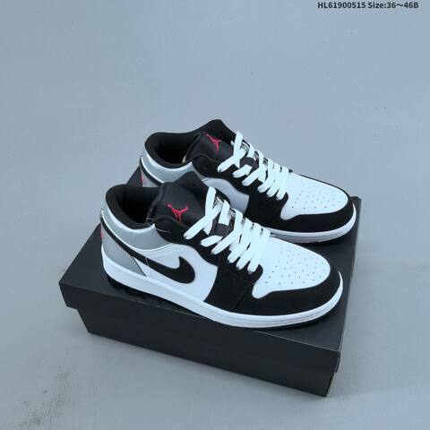Jordan Air Jordan 1 Low Black White Silver 36 46B Basketball - Women's (BS-65948)