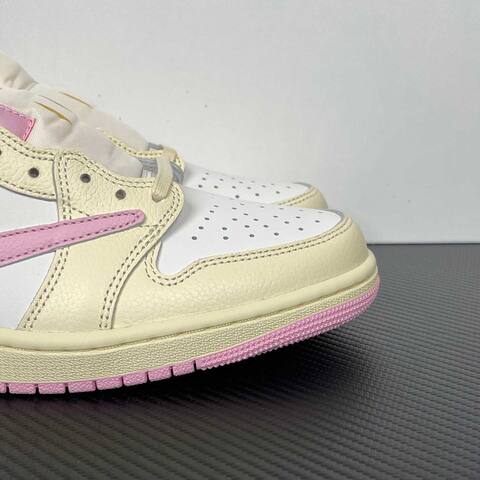 Jordan Travis Scott x Air Jordan 1 Low OG SP IQ7604-100 White Cream Pink Yellow Sneaker (BS-87192)