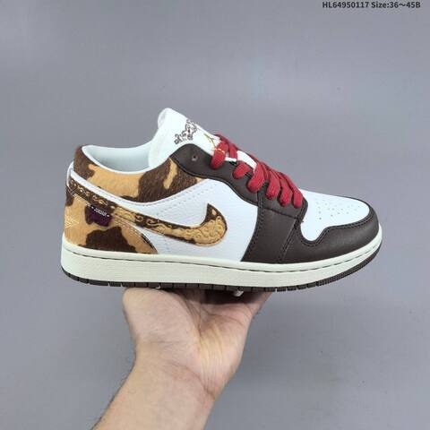 Nike Air Jordan 1 Low OG White Brown Red With Cow-print Accents EU 36-45 Lifestyle - Unisex (BS-66954)