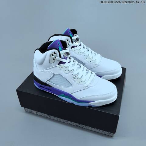 Jordan Air Jordan 5 Retro White Purple Black Teal 40 47 5 Basketball - Men's (BS-67271)