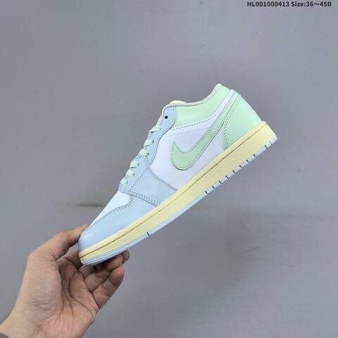 Jordan Air Jordan 1 Low Light Blue White Mint Green Cream 36 45 Casual - Unisex (BS-66211)