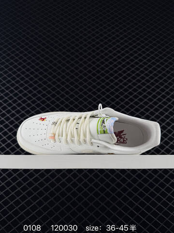 Nike Air Force 1 07 White Cream With Red And Multicolor Embroidery 36-45 Casual - Unisex (BS-73256)