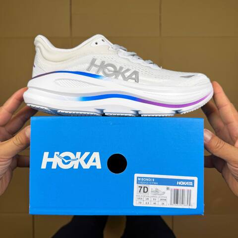 HOKA Bondi 9 White Grey Blue Purple Running Shoe Running Sneakers BS-86901