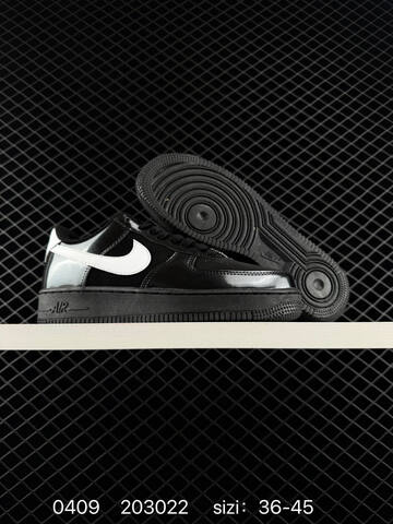 Nike Air Force 1 07 Low Two Colorways 1 Sail White Upper With Dark Brown Swoosh Olive Midsole Outsole Metallic Mini Swoosh Accents 2 White Upper With Patent Black Swoosh And Heel Detail White Midsole Outsole EU 36-45 Lifestyle - Unisex (BS-72223)