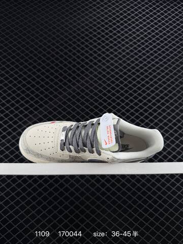 Nike Air Force 1 Low Gray And White With Monogram Print EU 36-45 Lifestyle - Unisex (BS-74282)